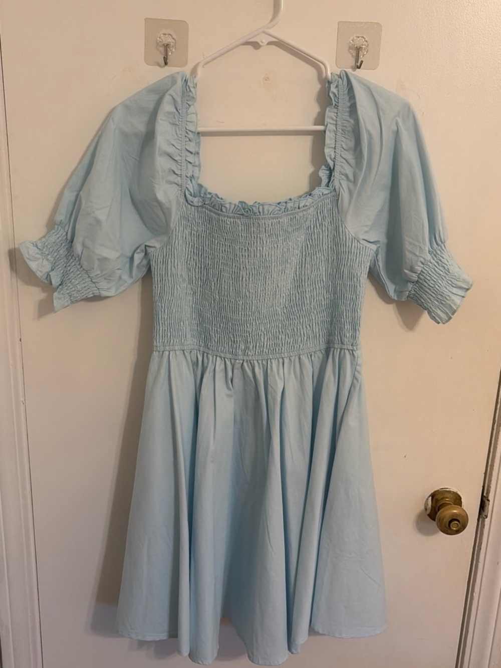 Blue Rain Baby Blue Smocked Puff-Sleeve Dress